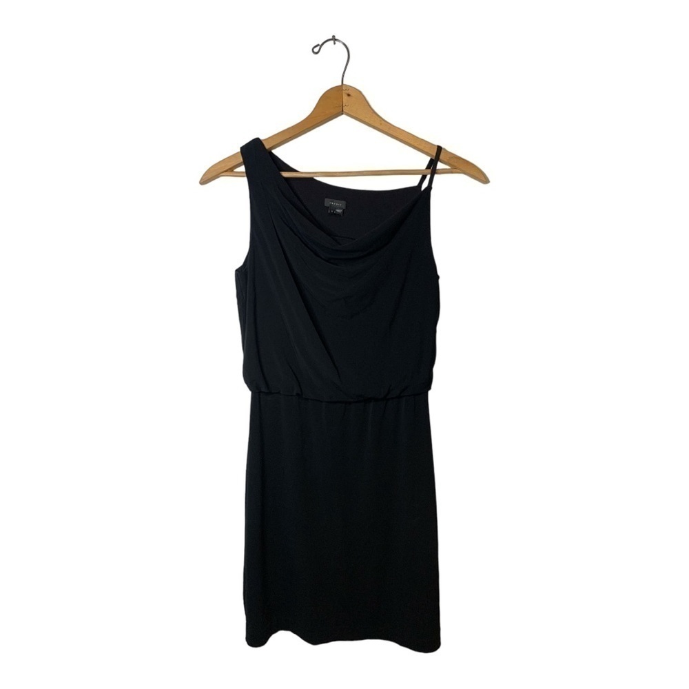 Theory Jaclyn Black Asymmetrical Cocktail Dress Size 2 | Little Black Dress